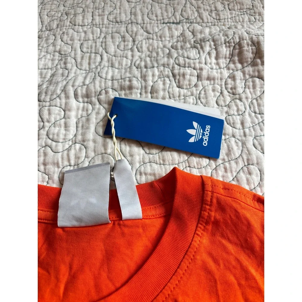 Adidas Mens Trefoil Logo T-Shirt Orange Short Sleeve Size Medium